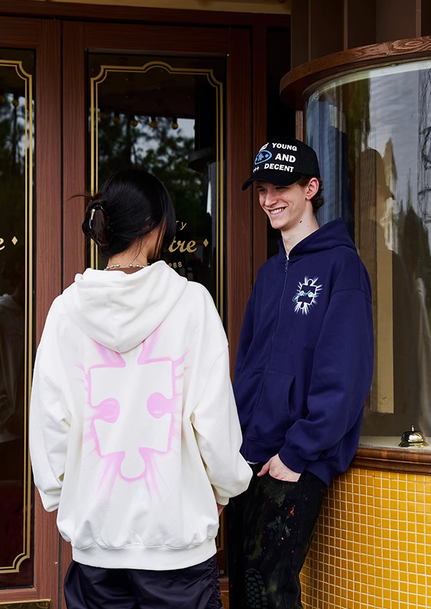 YADcrew Radiance Jigsaw Zipper Hoodie