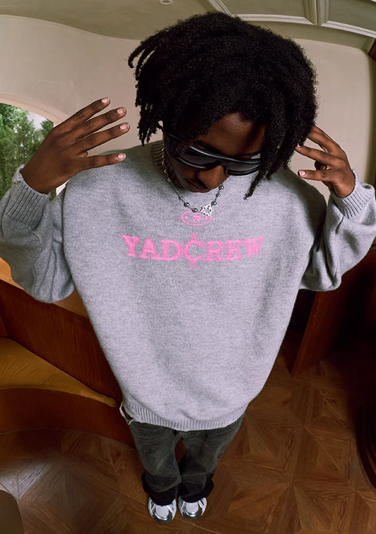YADcrew Phantom Letters Logo Destruction Knit Sweater
