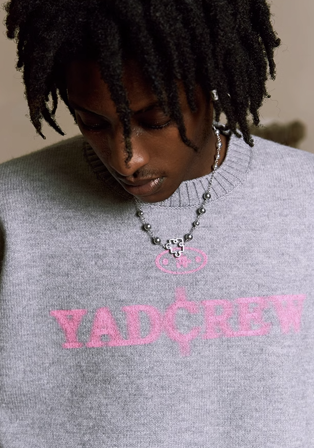 YADcrew Phantom Letters Logo Destruction Knit Sweater