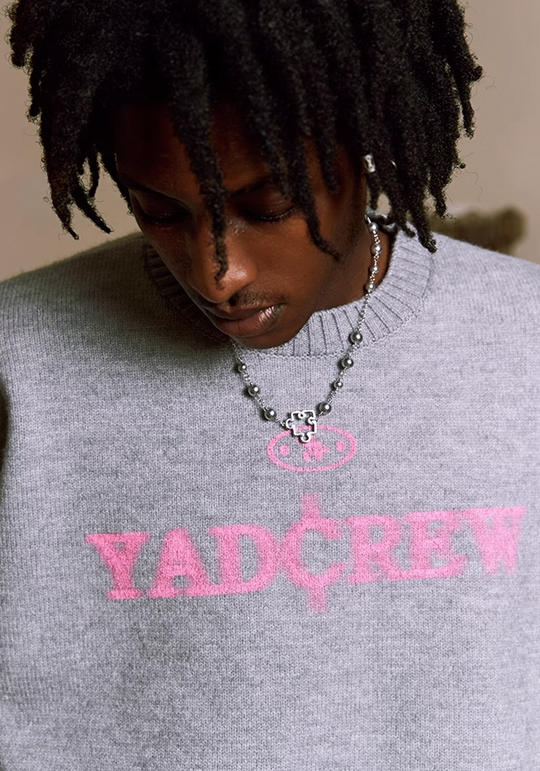 YADcrew Phantom Letters Logo Destruction Knit Sweater