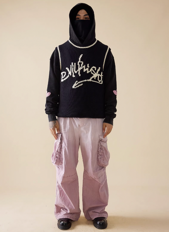 EVILKNIGHT(EK) Jacquard Logo Knit Vest