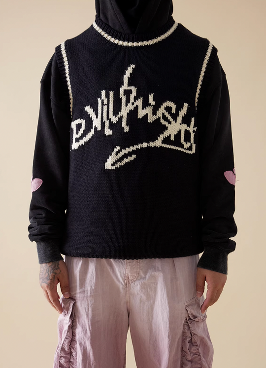 EVILKNIGHT(EK) Jacquard Logo Knit Vest