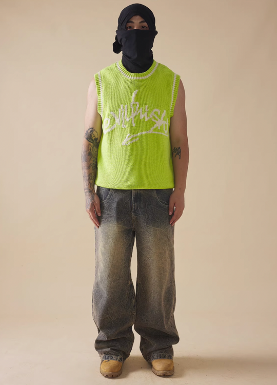 EVILKNIGHT(EK) Jacquard Logo Knit Vest