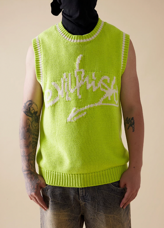 EVILKNIGHT(EK) Jacquard Logo Knit Vest