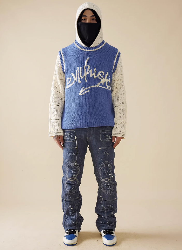 EVILKNIGHT(EK) Jacquard Logo Knit Vest