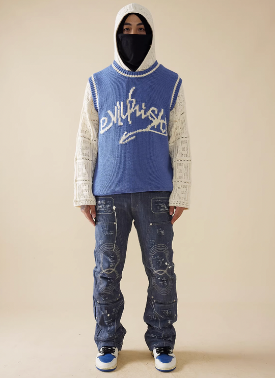 EVILKNIGHT(EK) Jacquard Logo Knit Vest