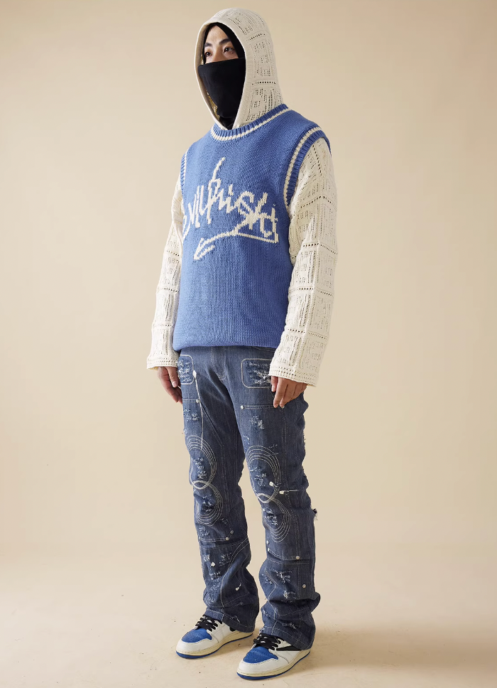 EVILKNIGHT(EK) Jacquard Logo Knit Vest