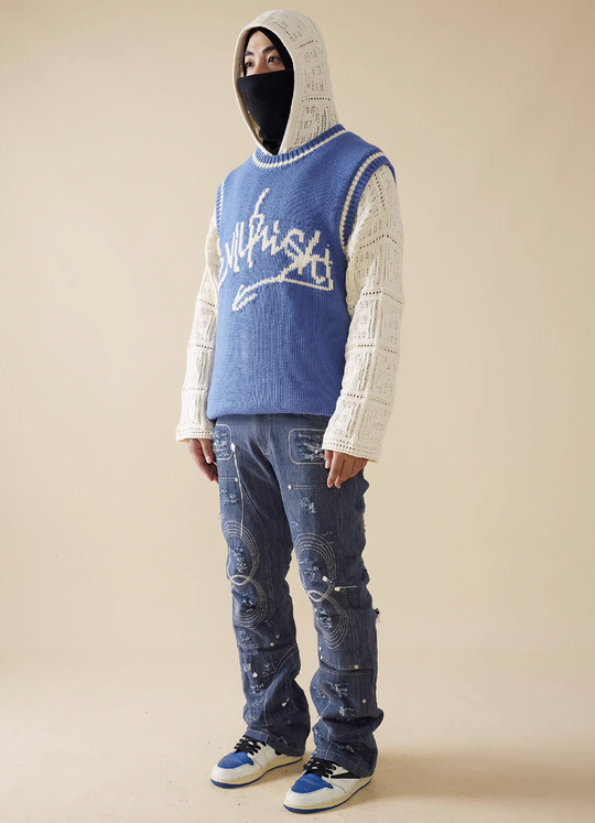 EVILKNIGHT(EK) Jacquard Logo Knit Vest