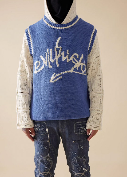 EVILKNIGHT(EK) Jacquard Logo Knit Vest