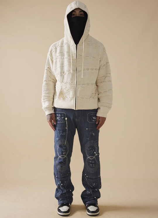 EVILKNIGHT(EK) Embroidery Wash Handmade Splash Ink Denim Pants