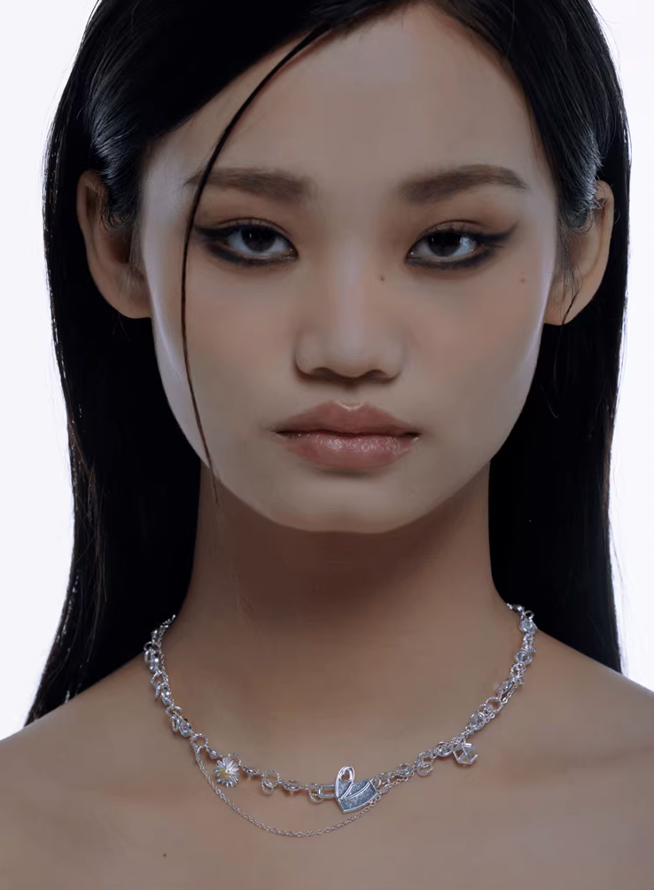 NboStore Zirconia Daisy couple Necklace | Face 3 Face