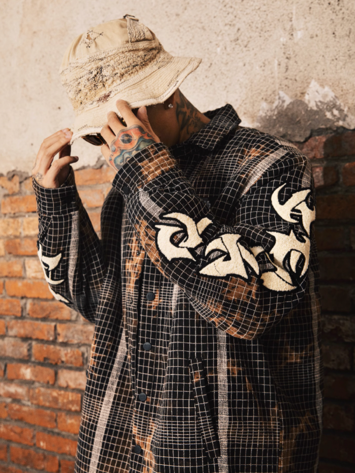 S45 Plaid Embroidery Shirt Jacket