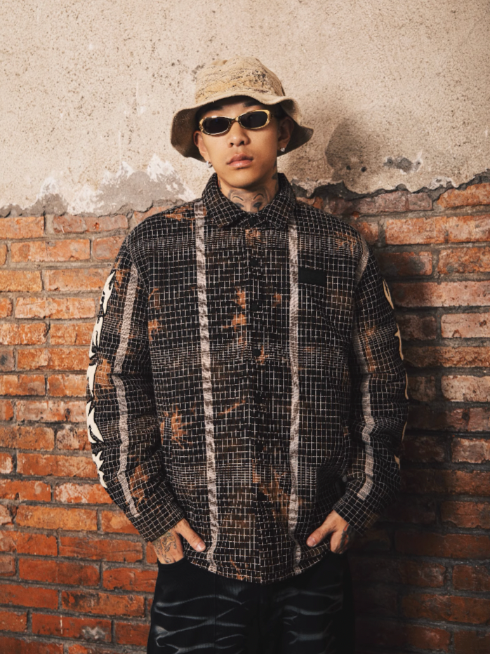 S45 Plaid Embroidery Shirt Jacket