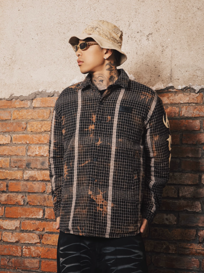 S45 Plaid Embroidery Shirt Jacket