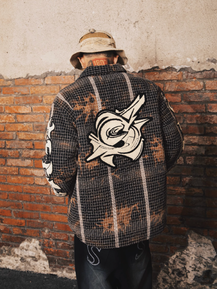 S45 Plaid Embroidery Shirt Jacket