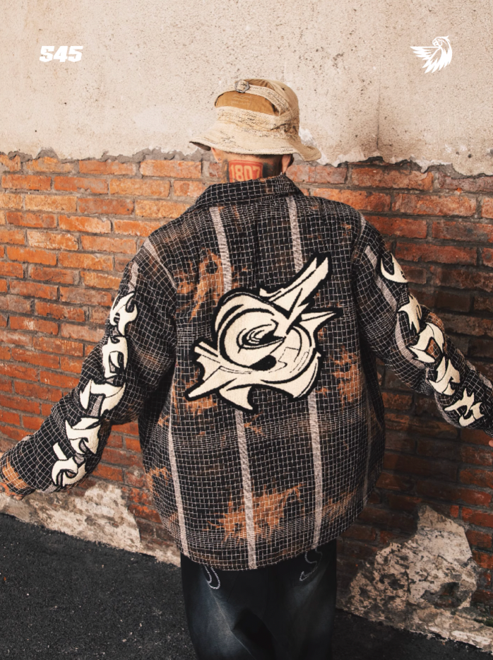 S45 Plaid Embroidery Shirt Jacket