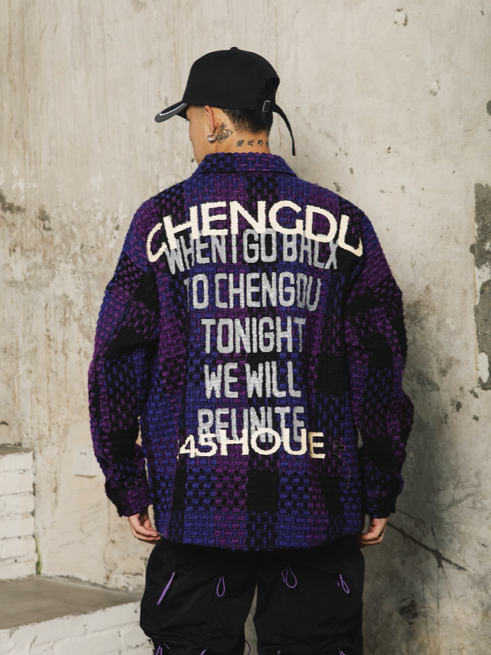 S45 Embroidered Landmark Plaid Shirt Jacket