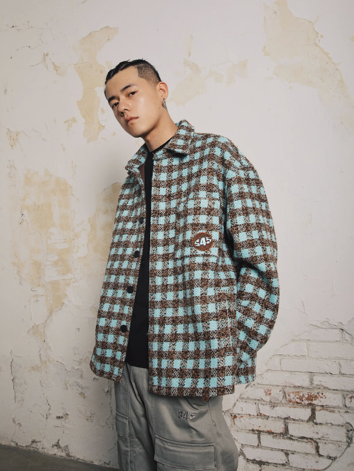 S45 Macaron Plaid Shirt Jacket