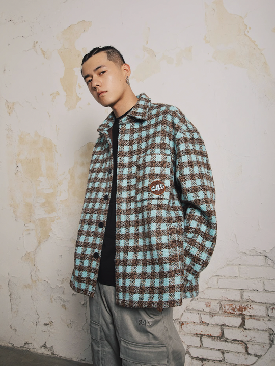 S45 Macaron Plaid Shirt Jacket