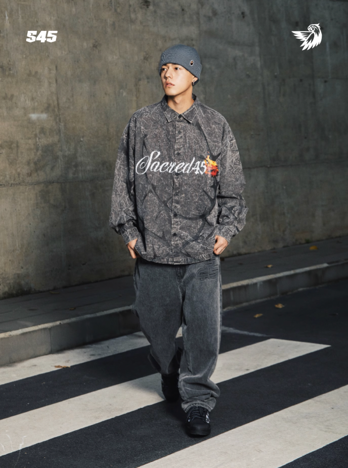 S45 Textured Thorn Rose Shirt Jacket