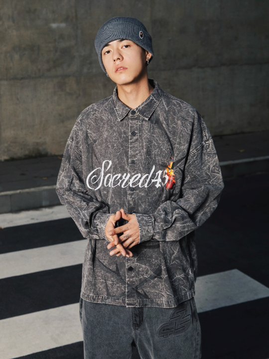 S45 Textured Thorn Rose Shirt Jacket