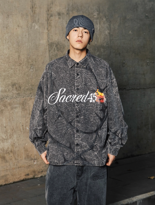 S45 Textured Thorn Rose Shirt Jacket