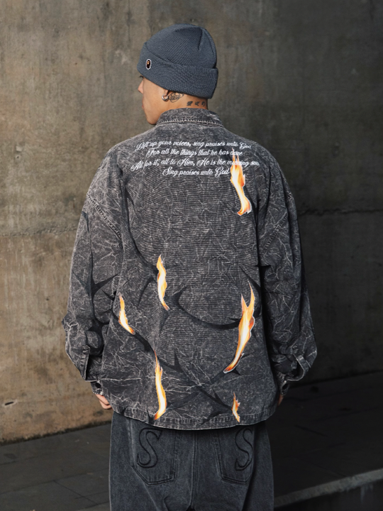 S45 Textured Thorn Rose Shirt Jacket