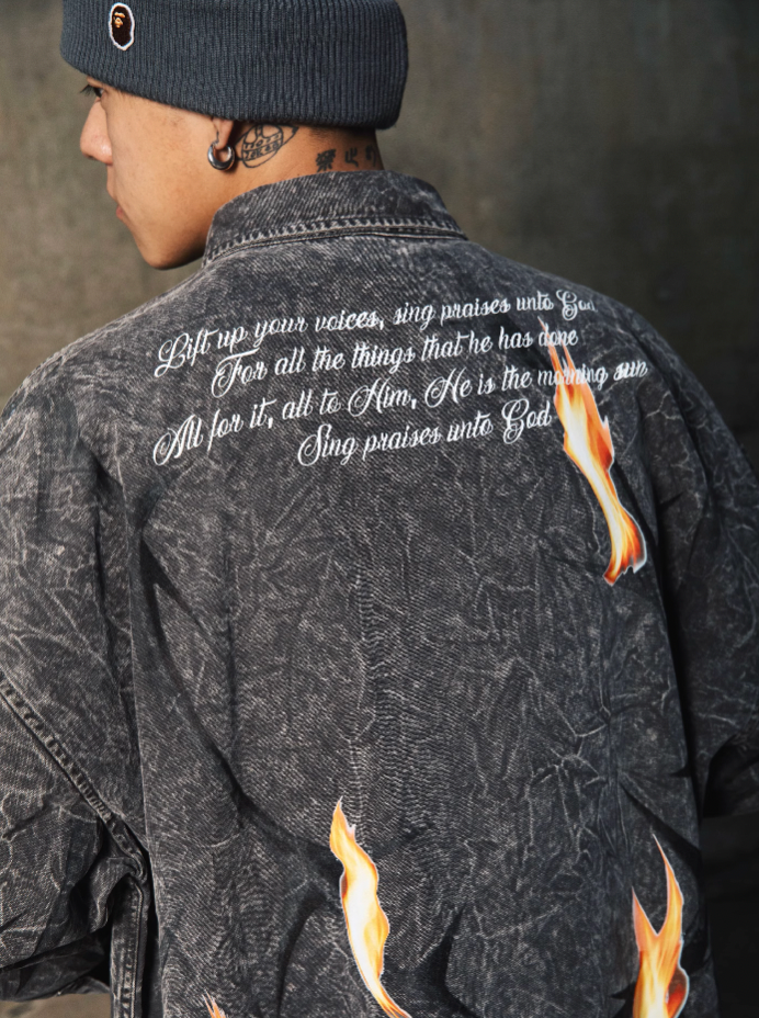 S45 Textured Thorn Rose Shirt Jacket