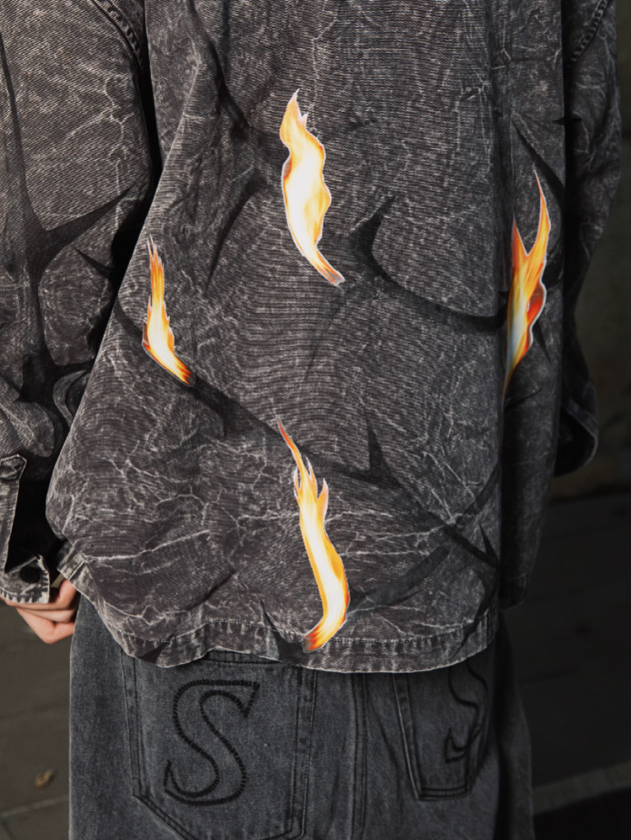 S45 Textured Thorn Rose Shirt Jacket