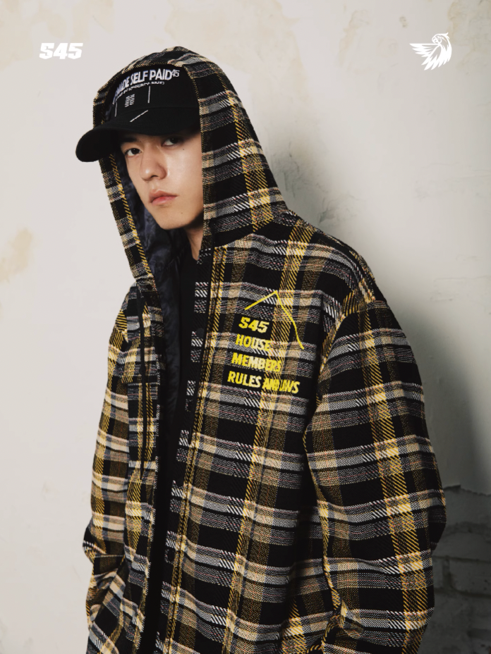 S45 Black & Yellow Plaid Hooded Jacket