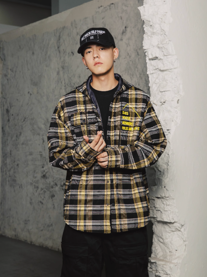 S45 Black & Yellow Plaid Hooded Jacket