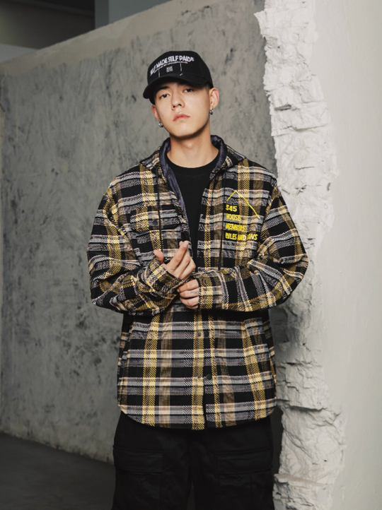 S45 Black & Yellow Plaid Hooded Jacket