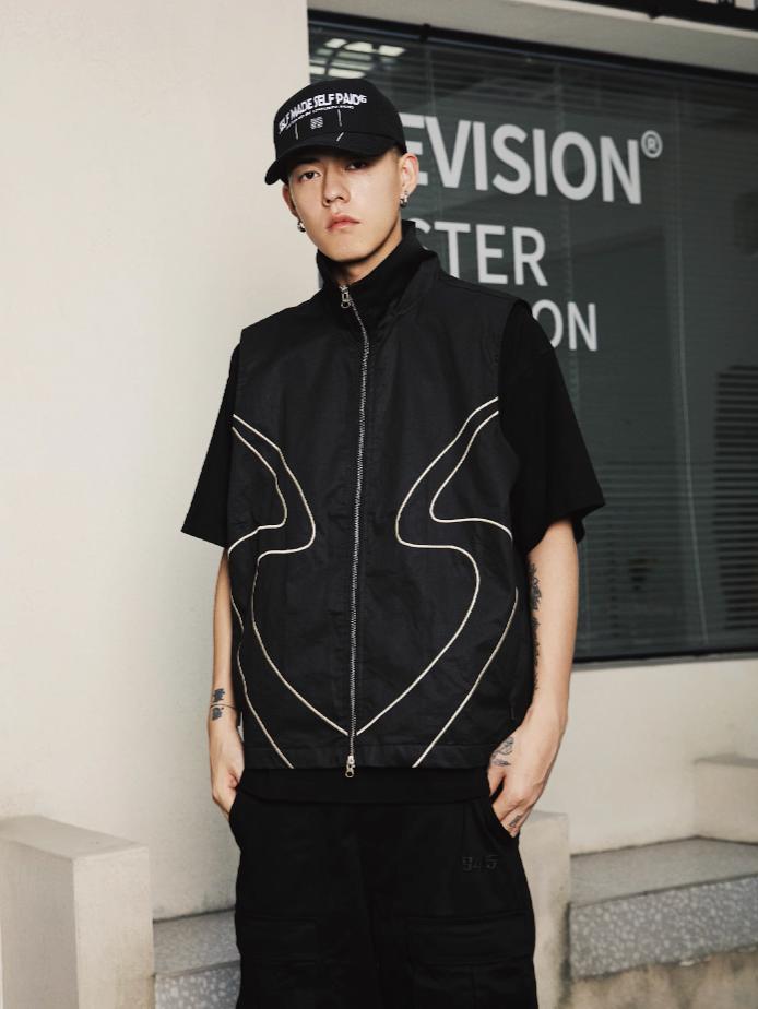 S45 Oil Wax Structured Embroidery Vest