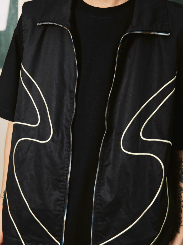 S45 Oil Wax Structured Embroidery Vest