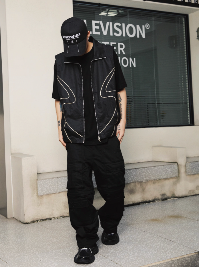 S45 Oil Wax Structured Embroidery Vest