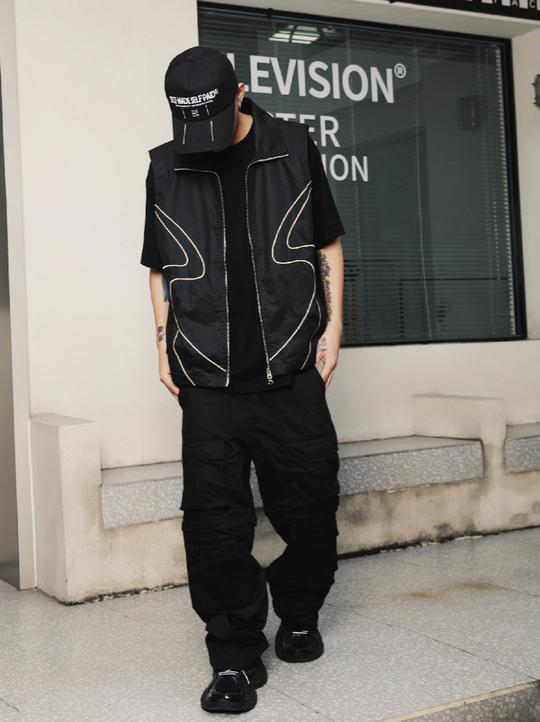 S45 Oil Wax Structured Embroidery Vest