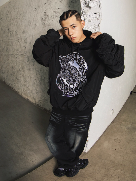 S45 Parrot Embroidered Hooded Jacket