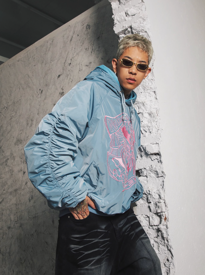 S45 Parrot Embroidered Hooded Jacket