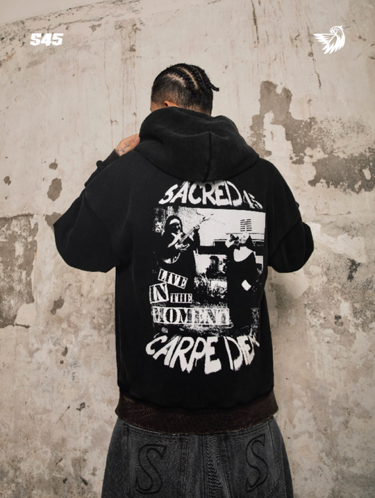 S45 Black & White Vintage Portrait Hoodie