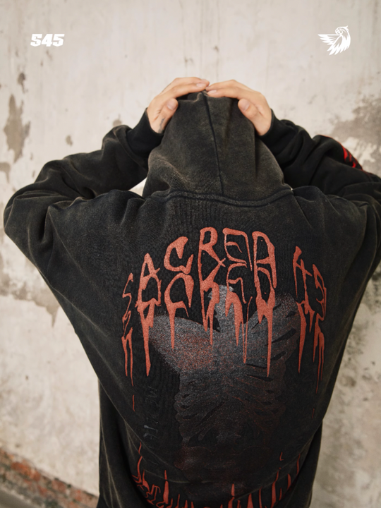 S45 Blood Mouth Butterfly Bone Hoodie