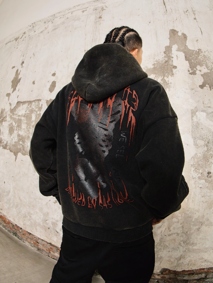 S45 Blood Mouth Butterfly Bone Hoodie