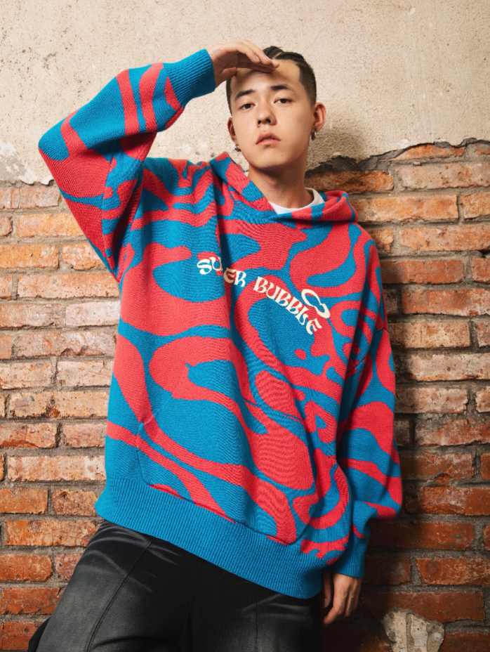 S45 Bubble Circle Camouflage Knit Hoodie