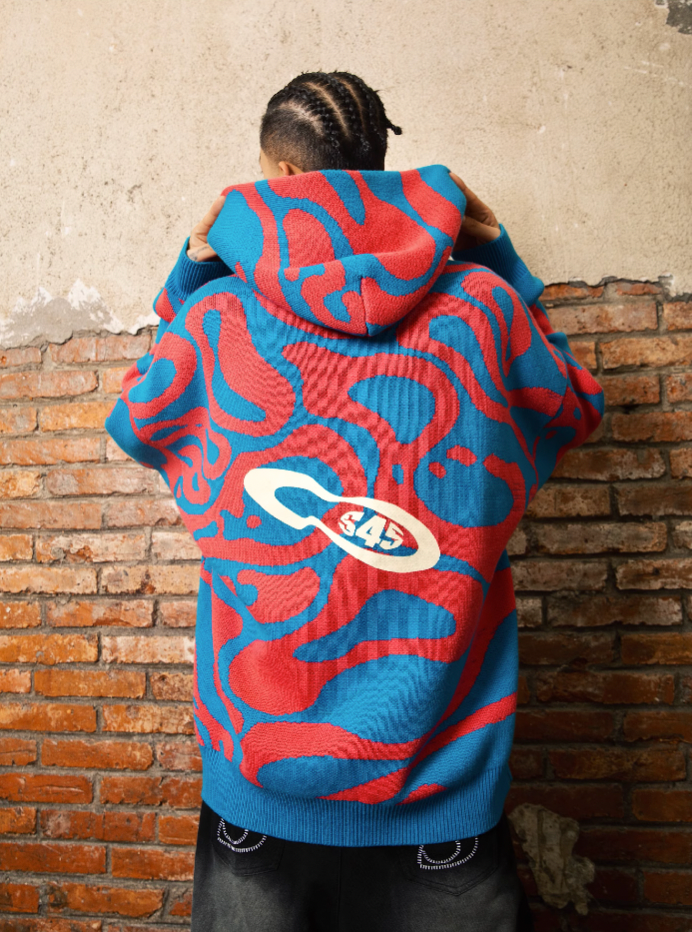 S45 Bubble Circle Camouflage Knit Hoodie