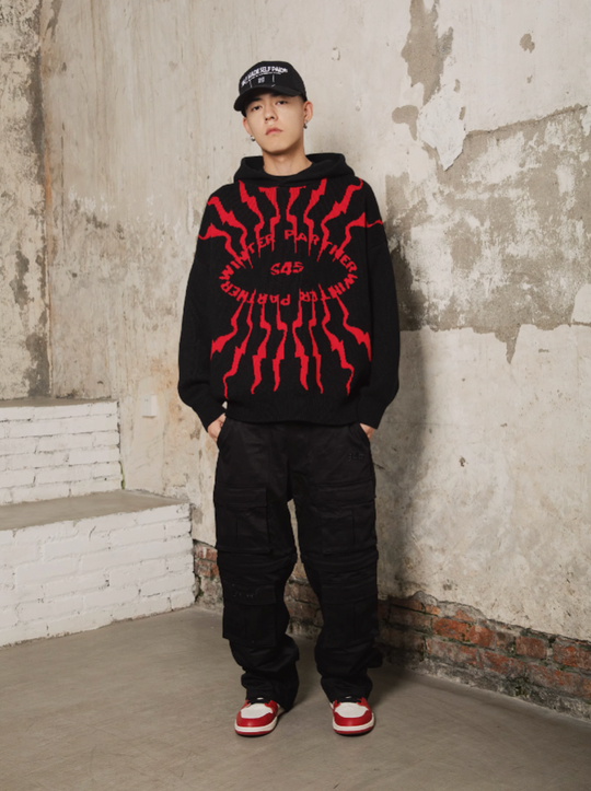 S45 Totem pattern Logo Knit Hoodie