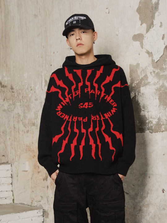 S45 Totem pattern Logo Knit Hoodie