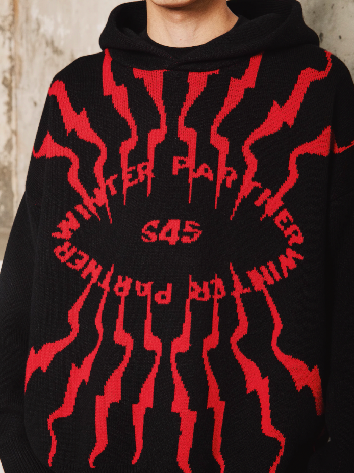 S45 Totem pattern Logo Knit Hoodie