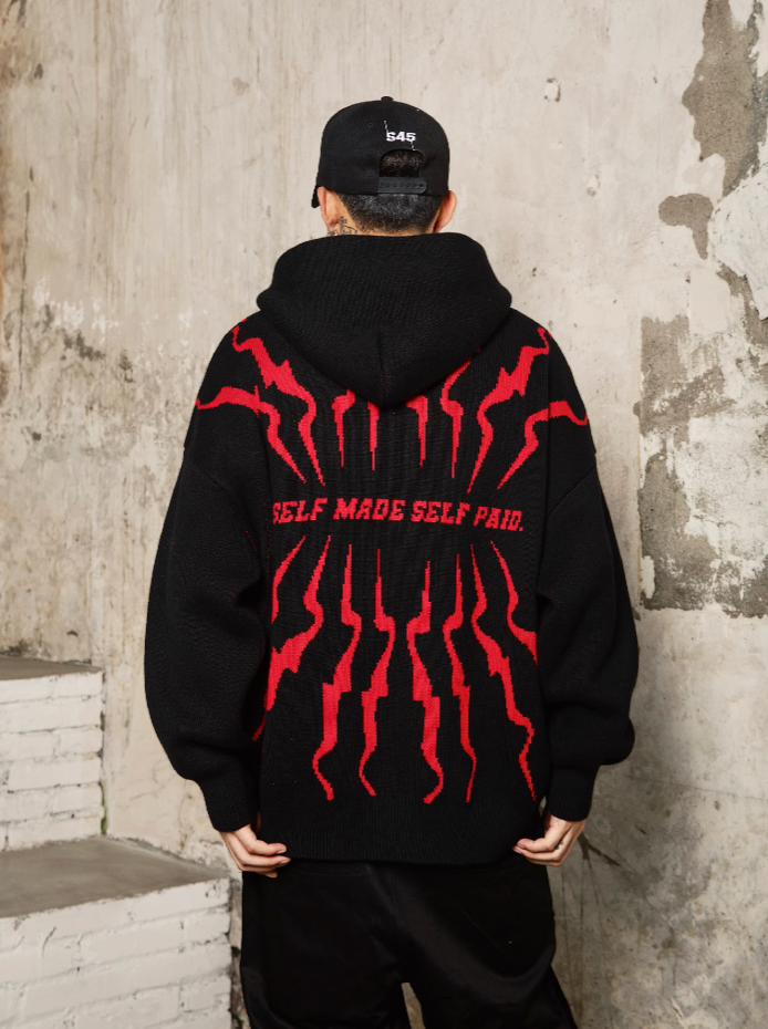 S45 Totem pattern Logo Knit Hoodie