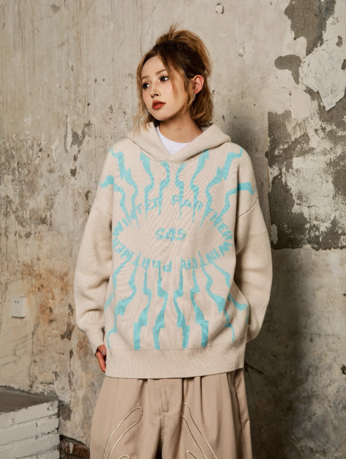 S45 Totem pattern Logo Knit Hoodie