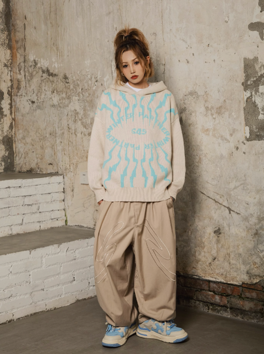 S45 Totem pattern Logo Knit Hoodie