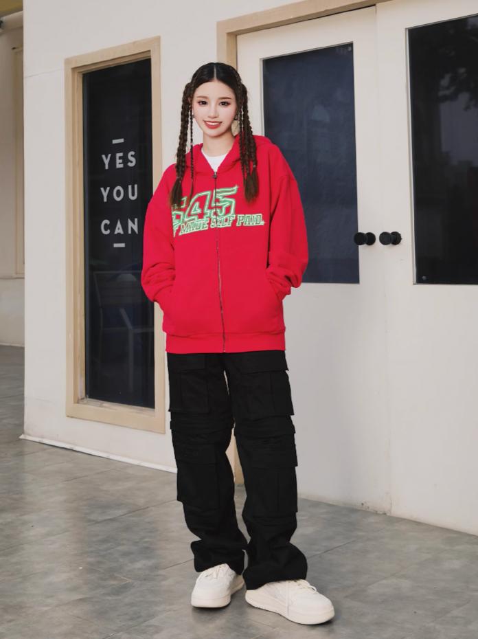 S45 Neon Tube Zipper Hoodie